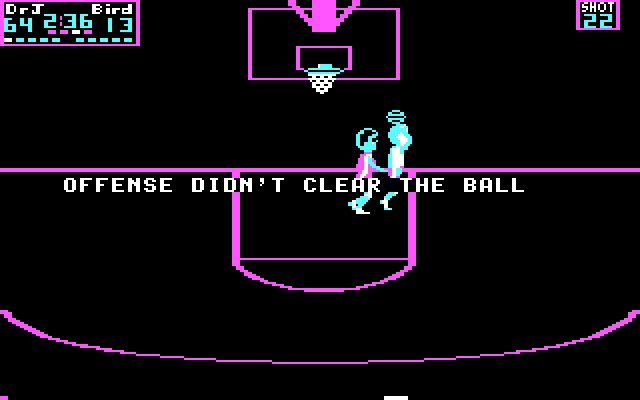One-on-One IBM PC/Compatibles Screenshot: Offense didn't clear the ball...