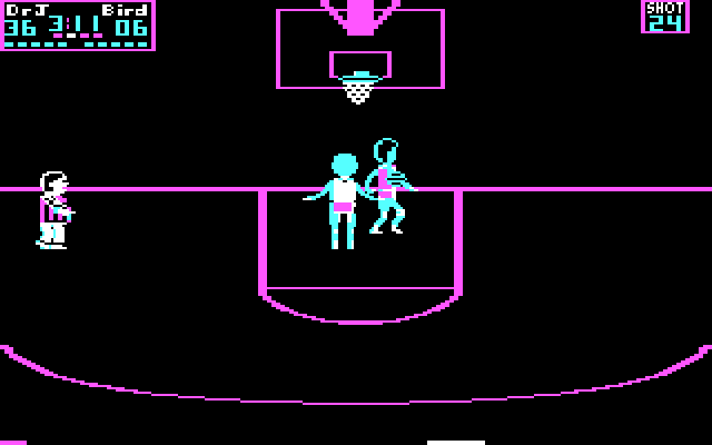 One-on-One IBM PC/Compatibles Screenshot: Here comes the ref, must be a penalty...