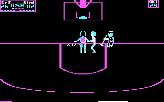 One-on-One IBM PC/Compatibles Screenshot: Broke the backboard glass!