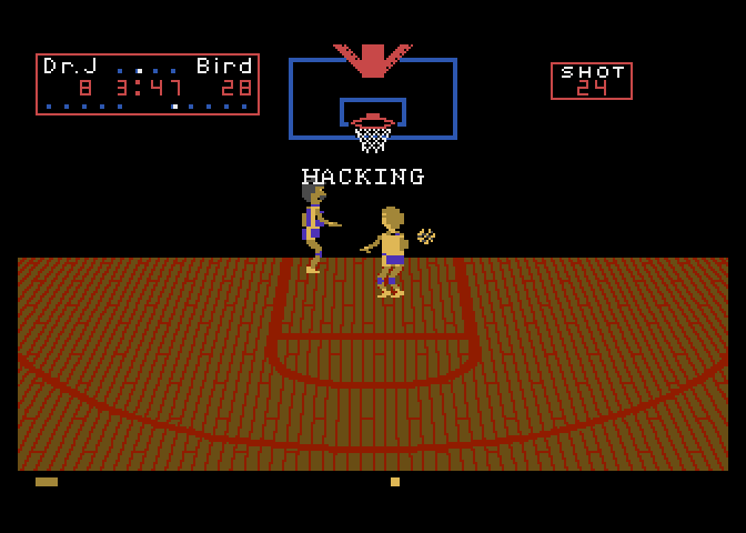 One-on-One Atari 7800 Screenshot: Hacking...