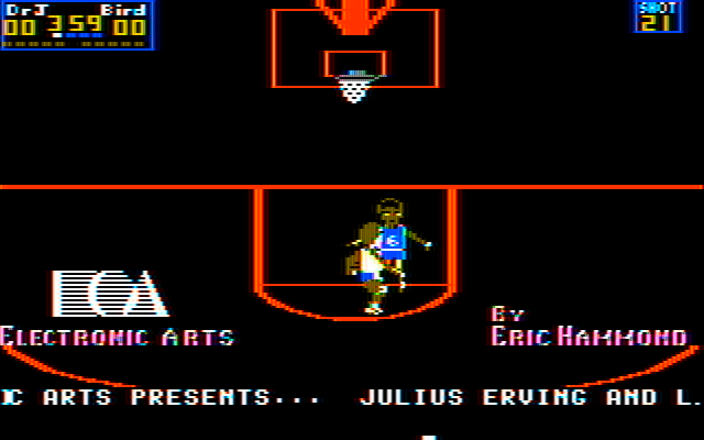 One-on-One IBM PC/Compatibles Screenshot: Title screen and game demo.