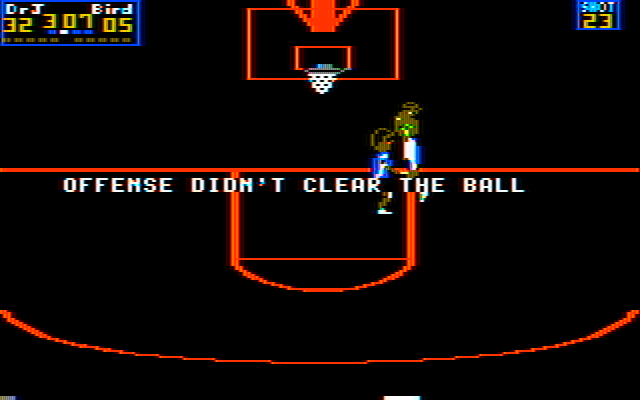 One-on-One IBM PC/Compatibles Screenshot: Oops, offense didn't clear the ball...