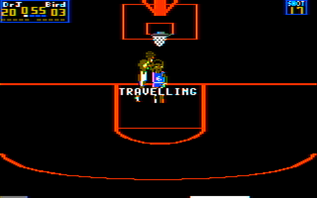 One-on-One IBM PC/Compatibles Screenshot: Uh oh, travelling penalty...