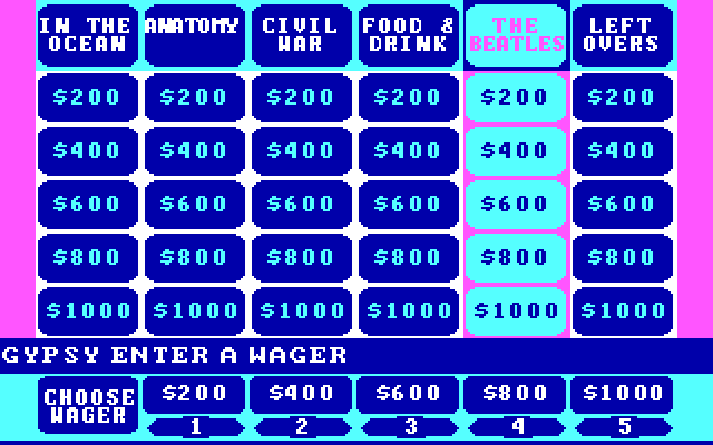 Jeopardy! New Second Edition IBM PC/Compatibles Screenshot: Enter a wager...