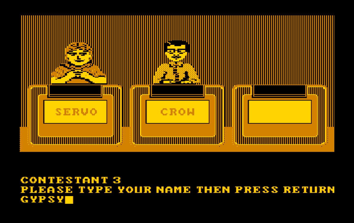 Jeopardy! New Second Edition IBM PC/Compatibles Screenshot: Selecting characters.