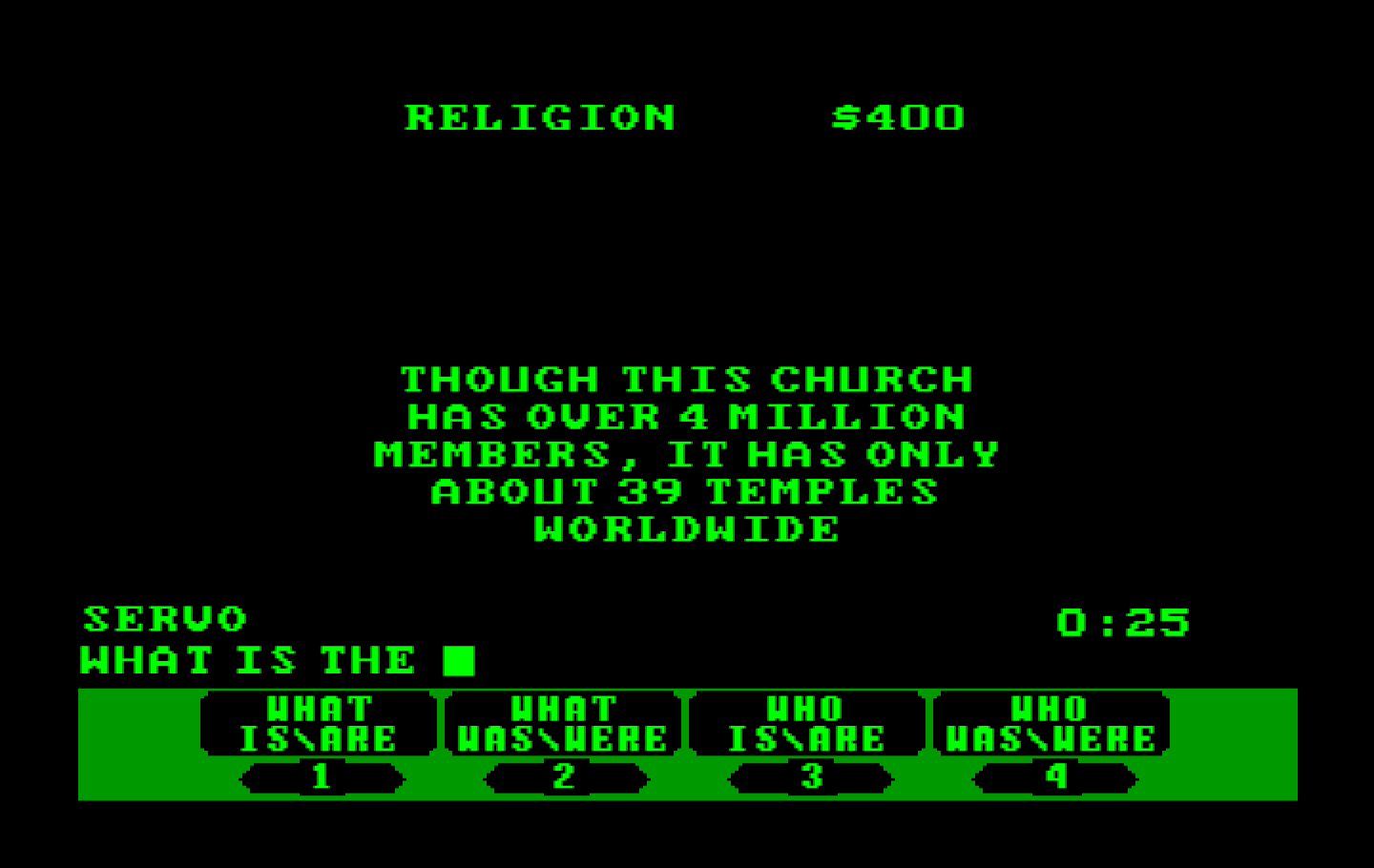 Jeopardy! New Second Edition IBM PC/Compatibles Screenshot: Providing a response...
