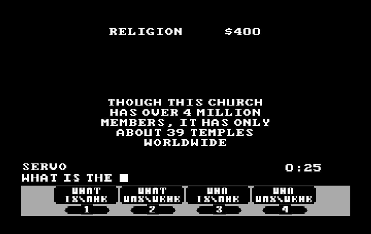 Jeopardy! New Second Edition IBM PC/Compatibles Screenshot: Providing a response...