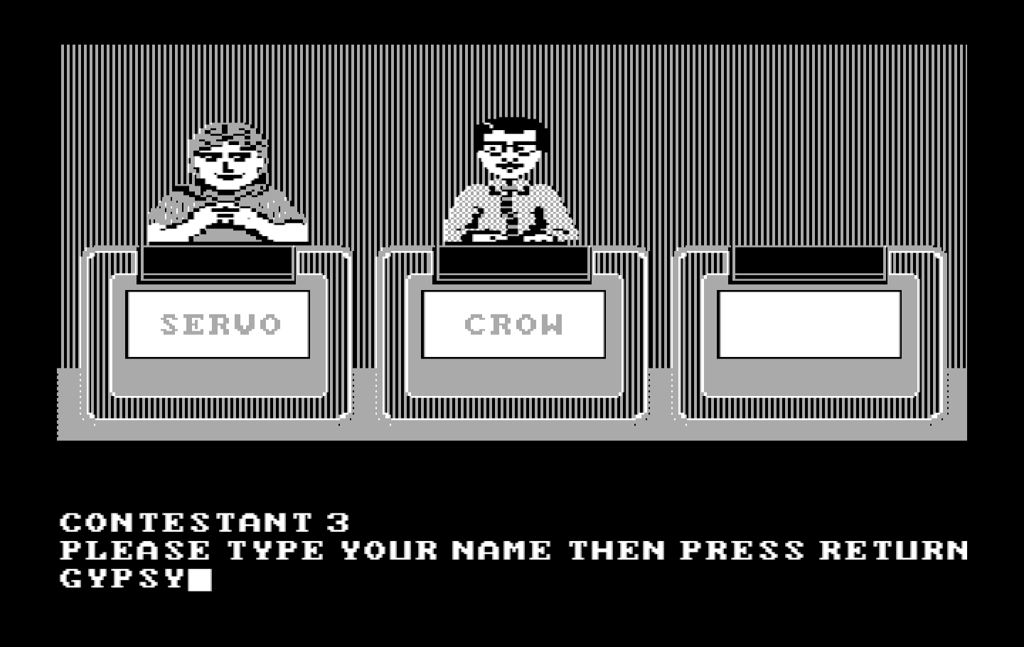 Jeopardy! New Second Edition IBM PC/Compatibles Screenshot: Selecting characters.