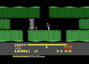H.E.R.O. for Atari 8-bit - Use dynamite to blow up walls.