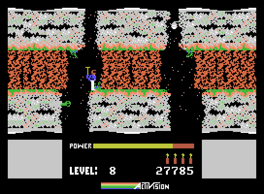 H.E.R.O. ColecoVision Screenshot: More lava walls and more path choices appear as the game progresses!