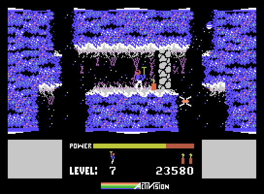 H.E.R.O. ColecoVision Screenshot: Set a bomb, now run!