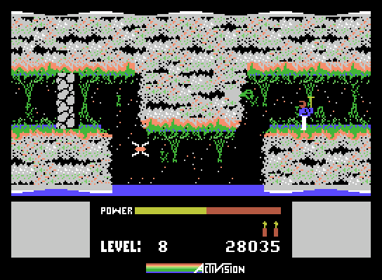 H.E.R.O. ColecoVision Screenshot: You'll need to fly and duck here...