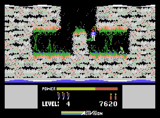 H.E.R.O. ColecoVision Screenshot: Almost at the end, and a snake got me!