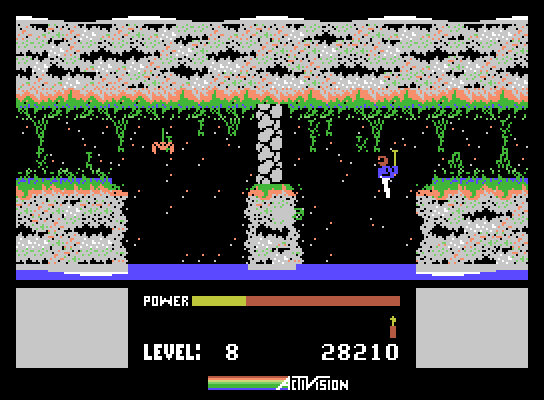H.E.R.O. ColecoVision Screenshot: Caves become longer and more complicated...
