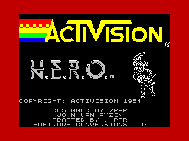 H.E.R.O. ZX Spectrum Screenshot: Loading screen.