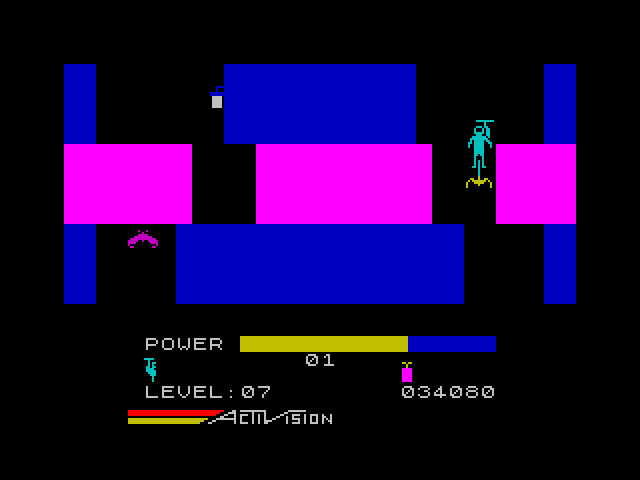 H.E.R.O. ZX Spectrum Screenshot: Oops, I didn't navigate the narrow path successfully...