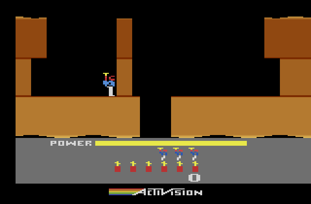 H.E.R.O. Atari 2600 Screenshot: Game start.