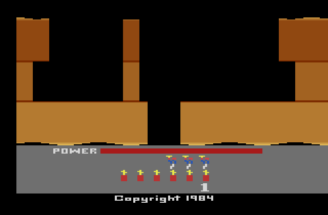H.E.R.O. Atari 2600 Screenshot: Starting screen.