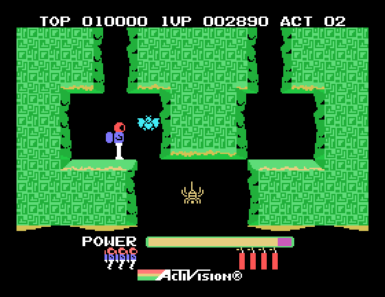 H.E.R.O. Sega SG-1000 Screenshot: Don't touch the various critters found in the caves!