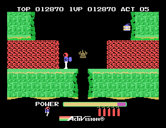 H.E.R.O. Sega SG-1000 Screenshot: Don't touch red walls, they're dangerous!
