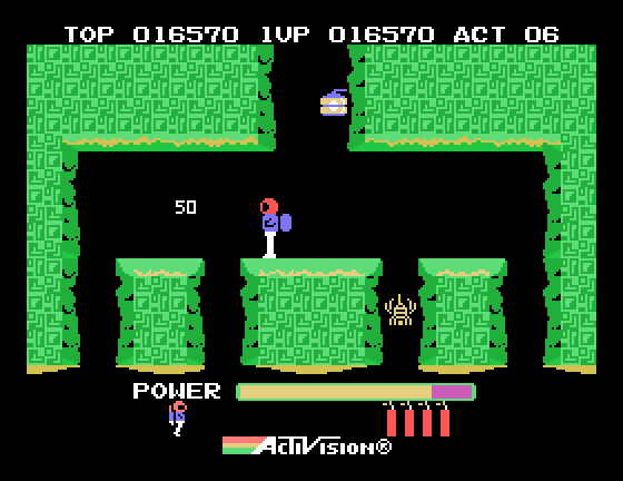 H.E.R.O. Sega SG-1000 Screenshot: Which path should I take from here?