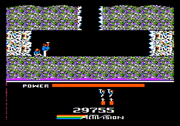 H.E.R.O. Apple II Screenshot: Rescue complete!