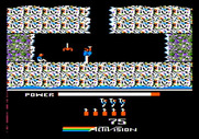H.E.R.O. for Apple II - The first level is short; here's the trapped miner you are trying to rescue.