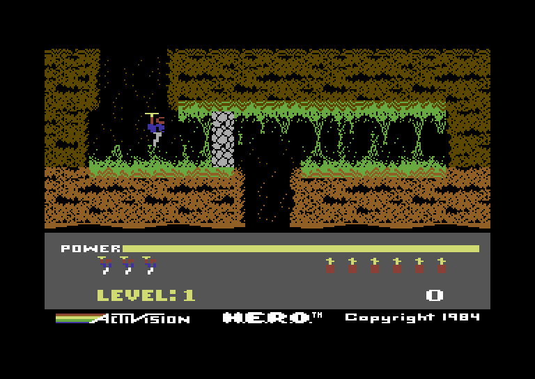 H.E.R.O. Commodore 64 Screenshot: The game starts here.