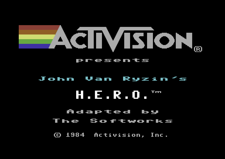H.E.R.O. Commodore 64 Screenshot: Title screen.