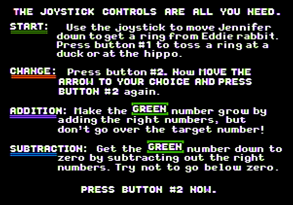 Sum Ducks Apple II Screenshot: Game instructions.