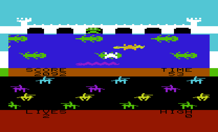 Princess and Frog Commodore VIC-20 Screenshot: The girl frog is just below me...can I reach her?