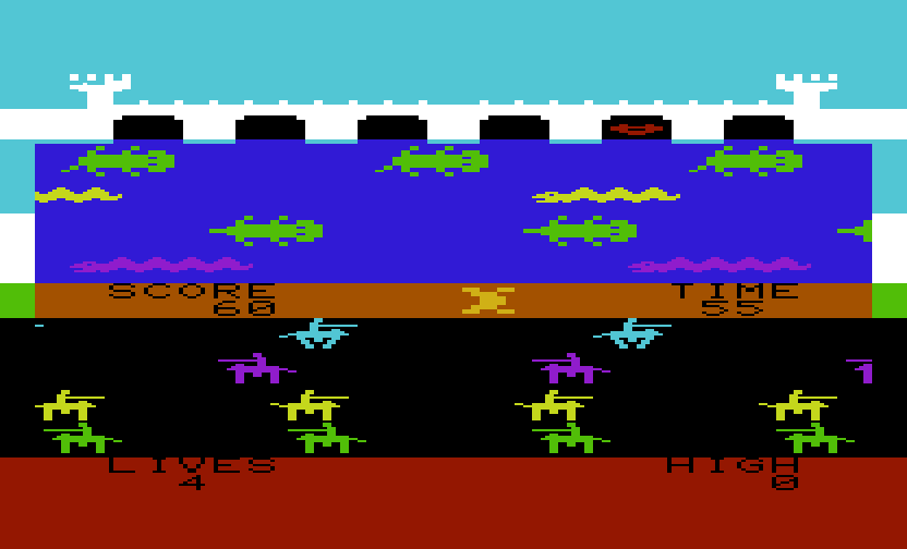 Princess and Frog Commodore VIC-20 Screenshot: Hopped across the road...