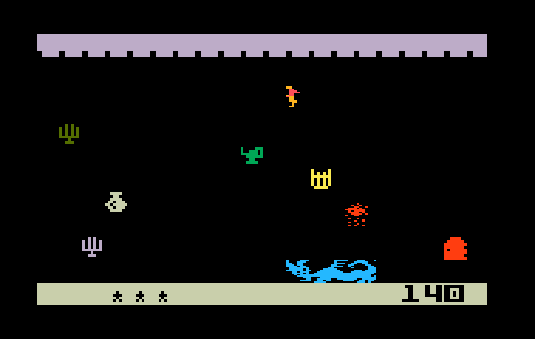 Dragonfire Intellivision Screenshot: Different dragons have different speeds and firing patterns.