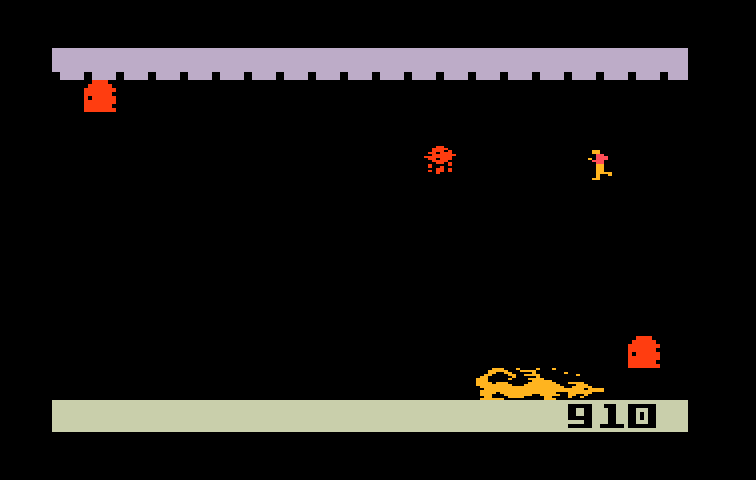 Dragonfire Intellivision Screenshot: That door in the upper left is the exit after all treasures have been acquired...