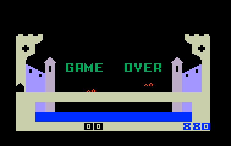 Dragonfire Intellivision Screenshot: Game over.