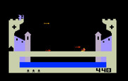 Dragonfire for Intellivision - You need to duck or jump the fireballs.