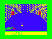 Dragonfire for TRS-80 Color Computer - Time to get out of here! Dodge the fireballs...