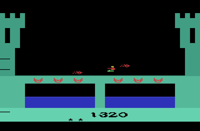 Dragonfire Atari 2600 Screenshot: Fireballs become trickier to avoid as the game progresses...