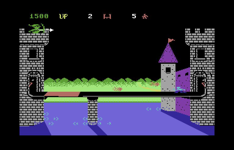 Dragonfire Commodore 64 Screenshot: Duck under the high fireballs...