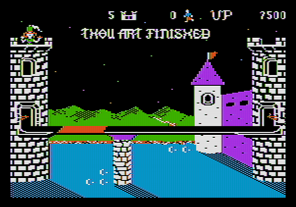 Dragonfire Apple II Screenshot: Game over.