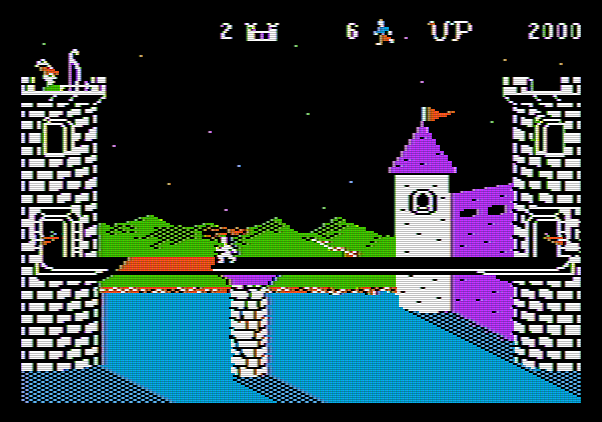 Dragonfire Apple II Screenshot: Ducking a fireball!
