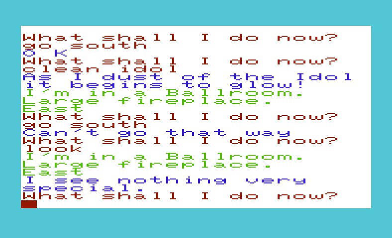 Voodoo Castle Commodore VIC-20 Screenshot: I'm in a ballroom...