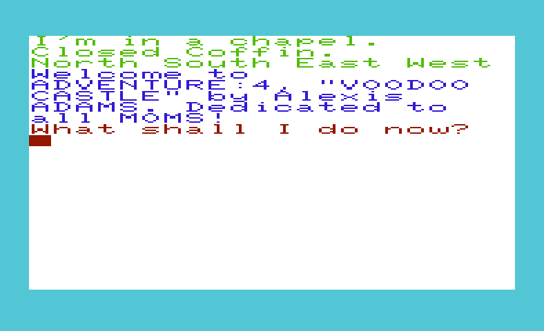 Voodoo Castle Commodore VIC-20 Screenshot: The game begins here...