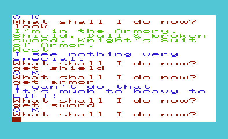 Voodoo Castle Commodore VIC-20 Screenshot: What to do now?