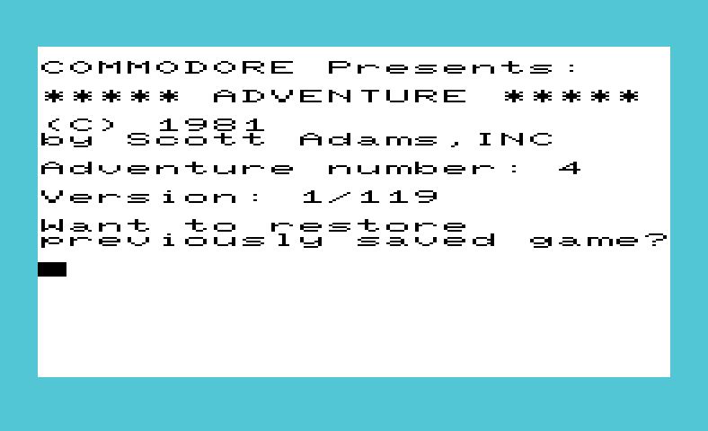 Voodoo Castle Commodore VIC-20 Screenshot: Title screen.