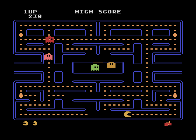 Pac-Man Atari 8-bit Screenshot: Game start.