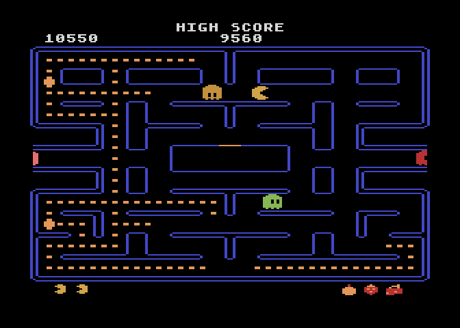 Pac-Man Atari 8-bit Screenshot: Only a few dots left...