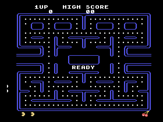 Pac-Man TI-99/4A Screenshot: Ready to start the game?