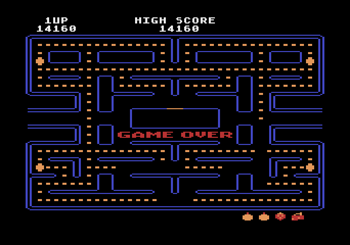 Pac-Man Atari 5200 Screenshot: Game over.