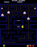Pac-Man for Arcade - When the ghosts change white they are about to change back to normal...
